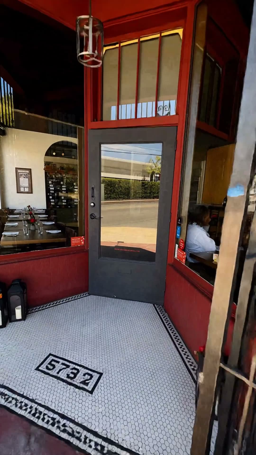 The open entrance at Osteria Mamma with the 5732 mosaic tile set into the threshold.